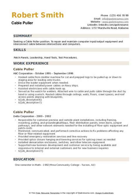 junction box resume|cable puller resume pdf.